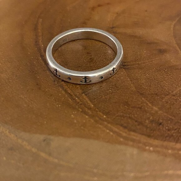 RETIRED James Avery Anchor Stacking Ring, Size 7.5, Sterling Silver - Picture 1 of 4